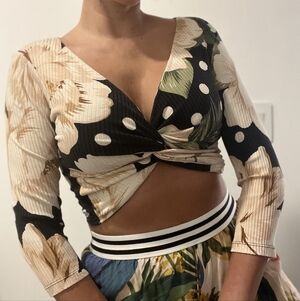 FARM Rio Floral and Polka Dot Crop Top